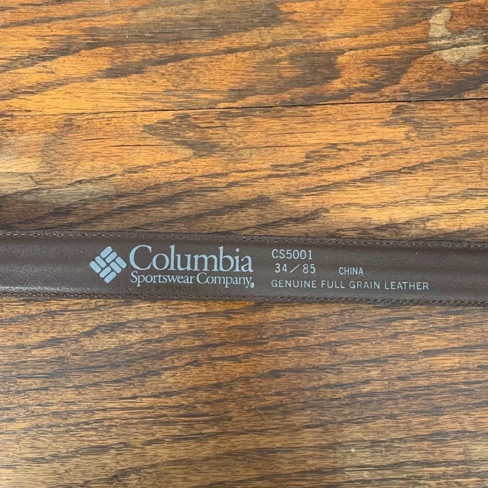 Columbia CS5001 Genuine Full Grain Brown Leather Belt Solid Brass Size 34/85‎
